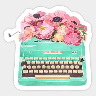 Typewriter with Flowers Sticker